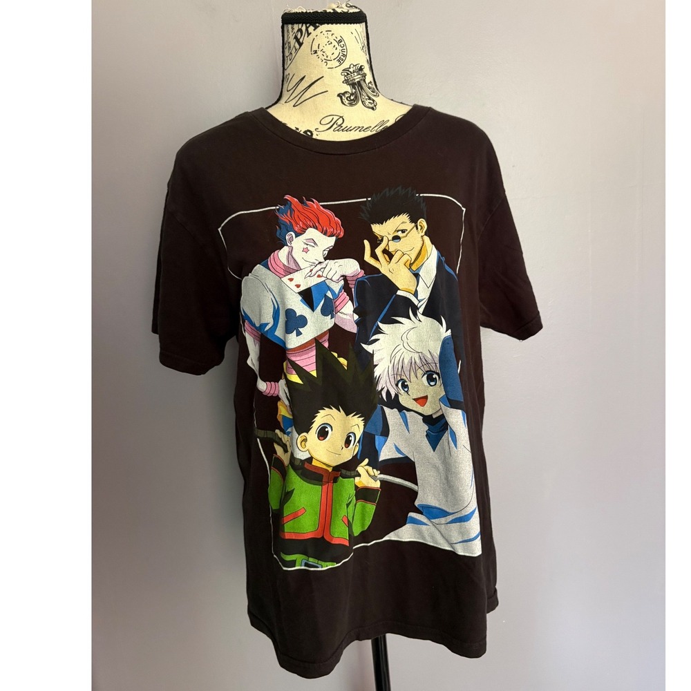 Hunter x Hunter Anime Graphic T-Shirt Brown Gon Killua Hisoka Medium